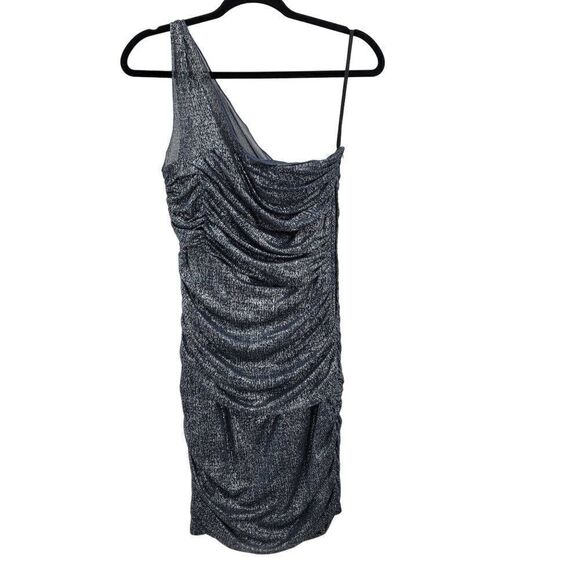Vintage Y2K Fredrick's of Hollywood Dress One Shoulder Ruched Bodycon Sparkle M - Picture 3 of 14
